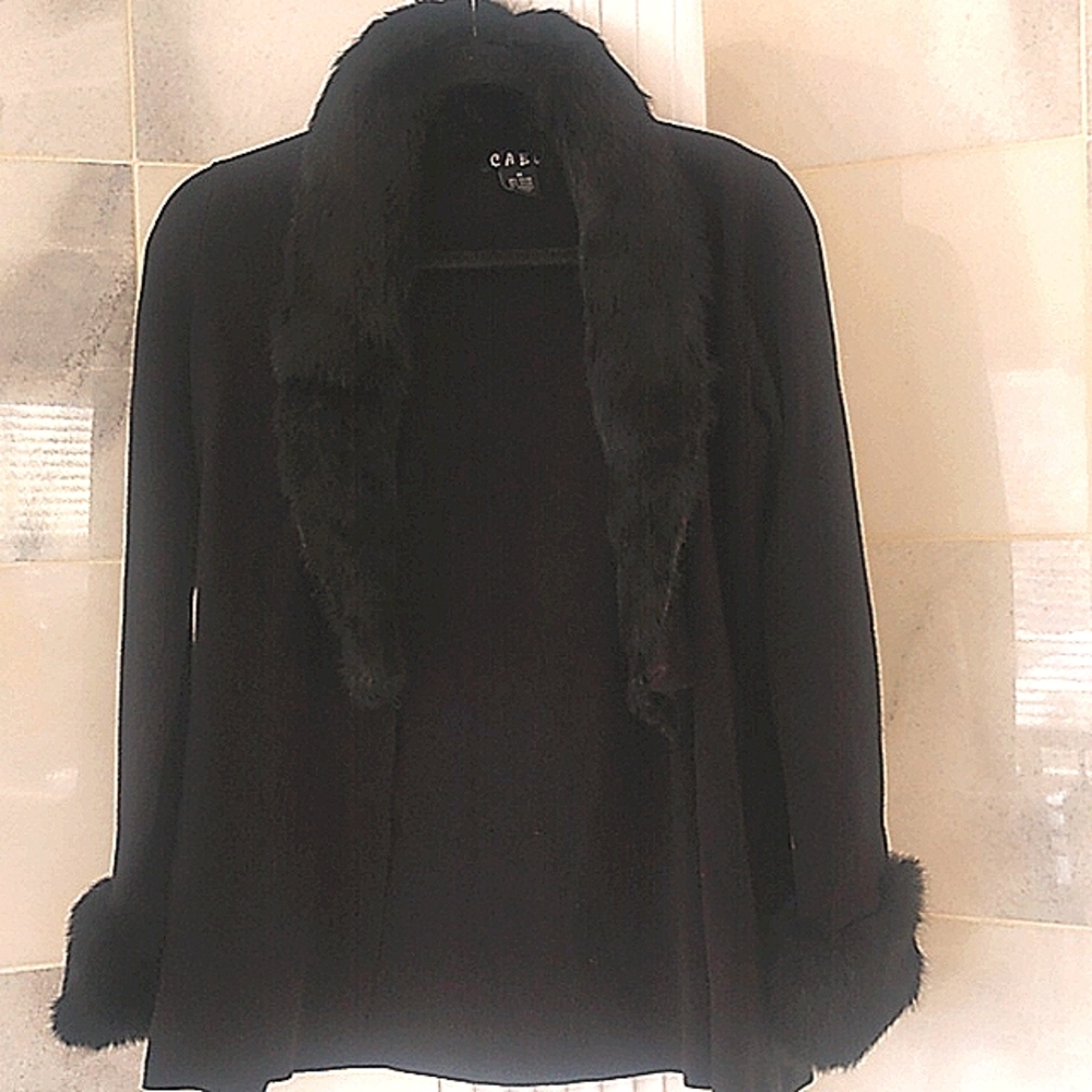 Faux fur sweater black size Medium CABO women's